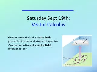 Saturday Sept 19th: Vector Calculus