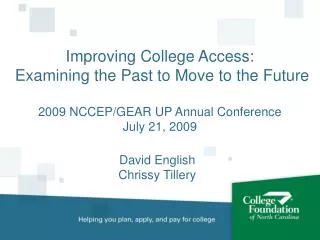 Improving College Access: Examining the Past to Move to the Future