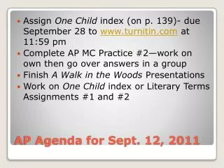 AP Agenda for Sept. 12, 2011