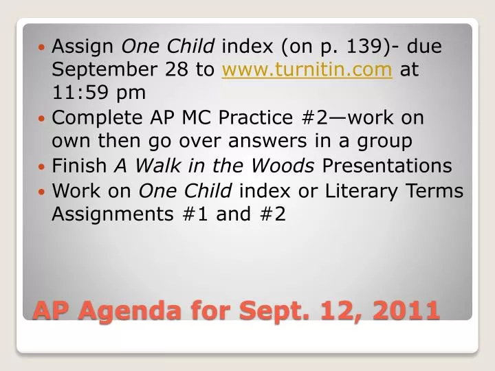 ap agenda for sept 12 2011