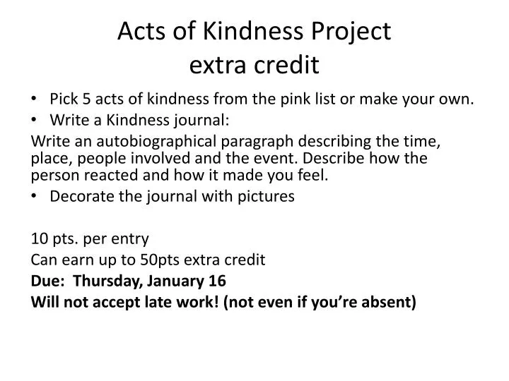acts of kindness project extra credit
