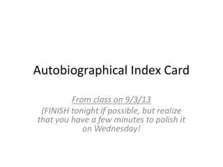 Autobiographical Index Card