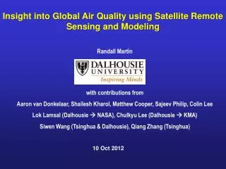Insight into Global Air Quality using Satellite Remote Sensing and Modeling