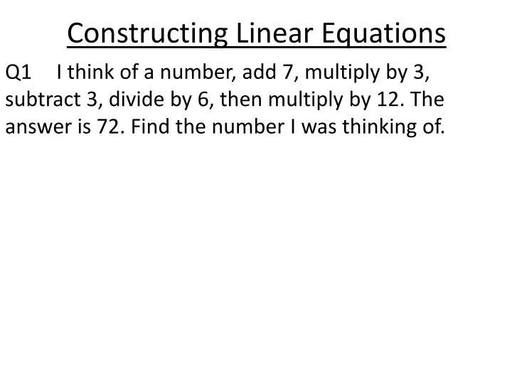 constructing linear e quations