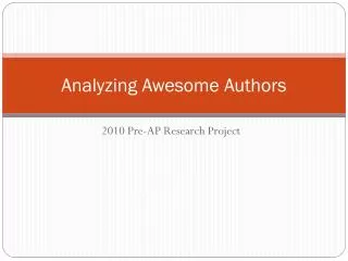 Analyzing Awesome Authors