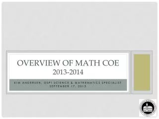 Overview of Math COE 2013-2014
