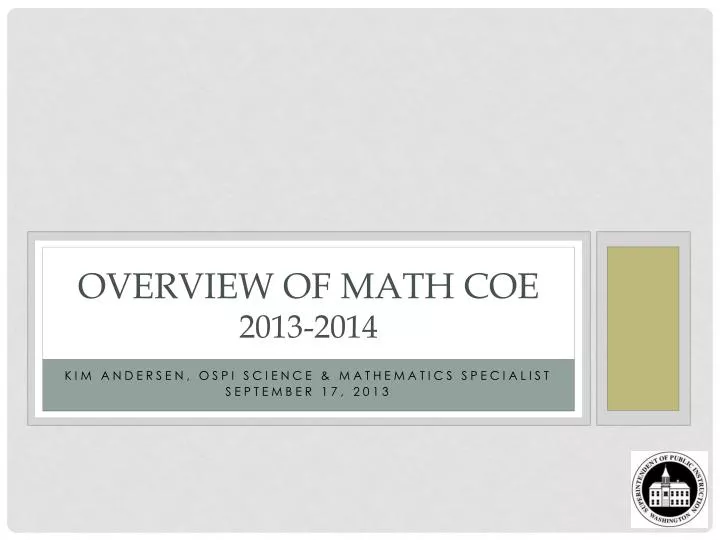 overview of math coe 2013 2014