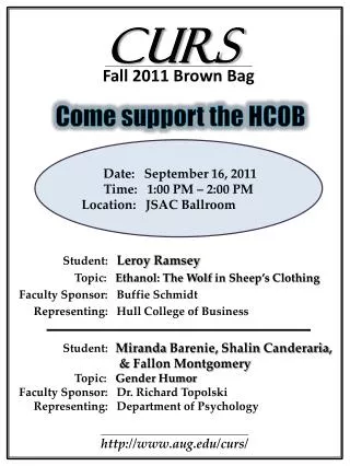 Come support the HCOB