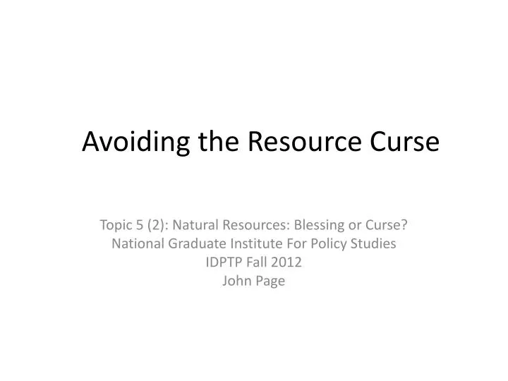 avoiding the resource curse