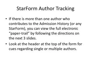 StarForm Author Tracking