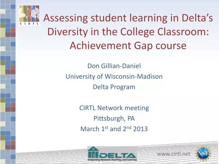 assessing student learning in delta s diversity in the college classroom achievement gap course