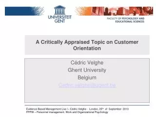 A Critically Appraised Topic on Customer Orientation