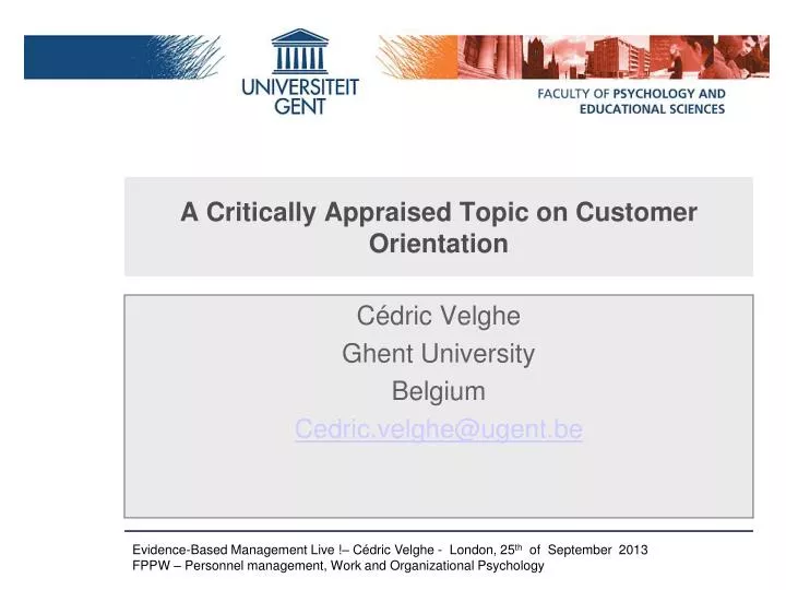 a critically appraised topic on customer orientation