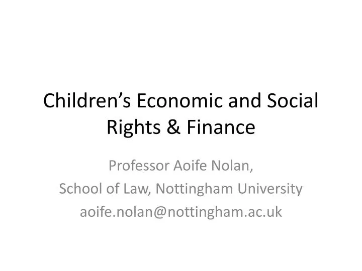 children s economic and social rights finance