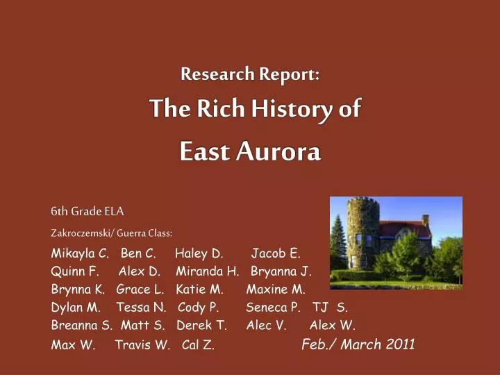 research report the rich history of east aurora