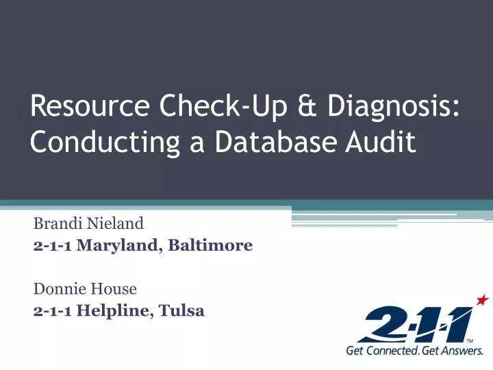 resource check up diagnosis conducting a database audit