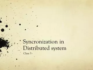 Syncronization in Distributed system