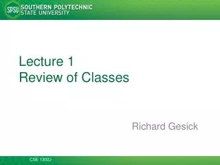 Lecture 1 Review of Classes