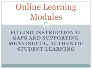 Online Learning Modules