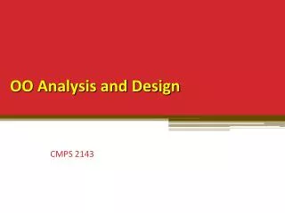 OO Analysis and Design