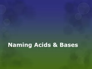 Naming Acids &amp; Bases