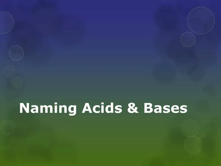 naming acids bases