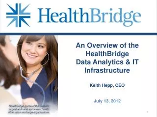 An Overview of the HealthBridge Data Analytics &amp; IT Infrastructure Keith Hepp, CEO