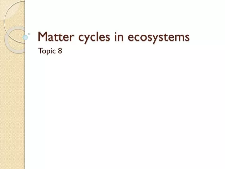 matter cycles in ecosystems