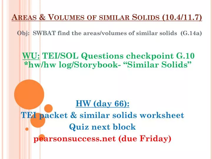 areas volumes of similar solids 10 4 11 7