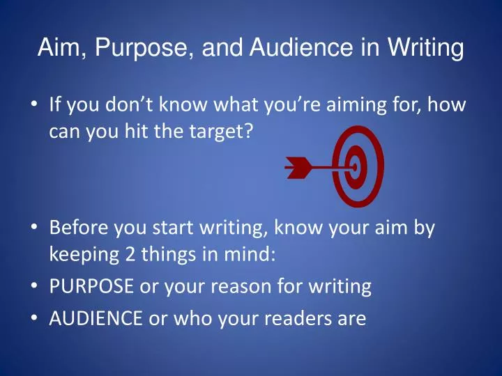 aim purpose and audience in writing