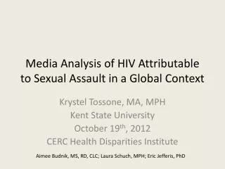 media analysis of hiv attributable to sexual assault in a global context