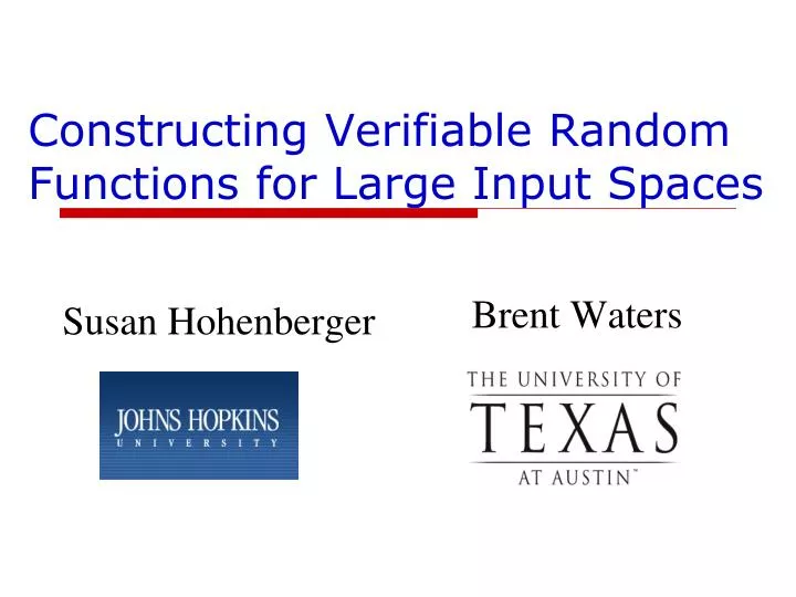 constructing verifiable random functions for large input spaces