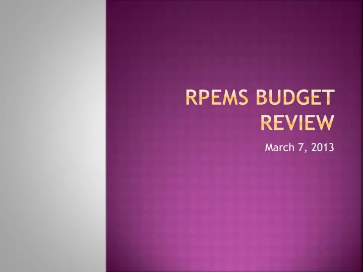 rpems budget review