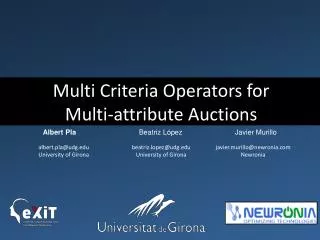 Multi Criteria Operators for Multi-attribute Auctions