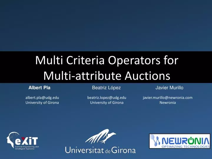 multi criteria operators for multi attribute auctions