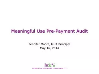 Meaningful Use Pre-Payment Audit