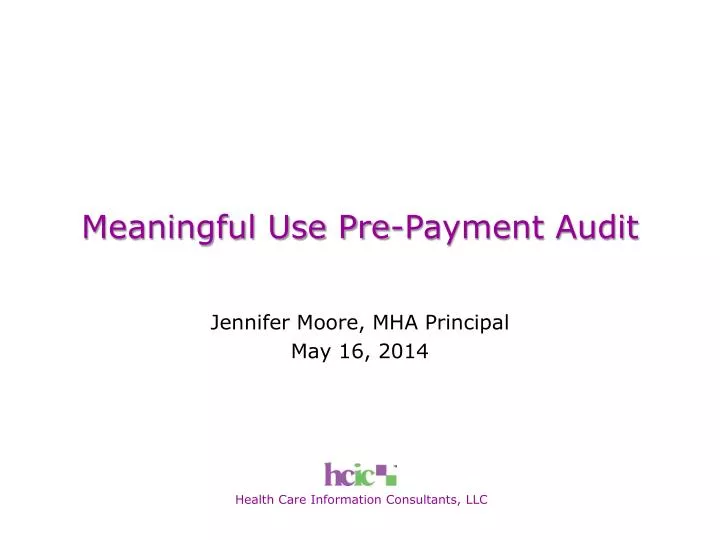 meaningful use pre payment audit