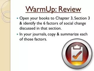 WarmUp : Review