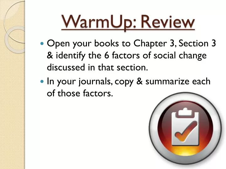 warmup review