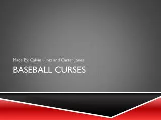 Baseball Curses