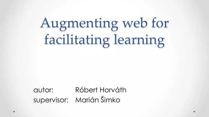 augmenting web for facilitating learning