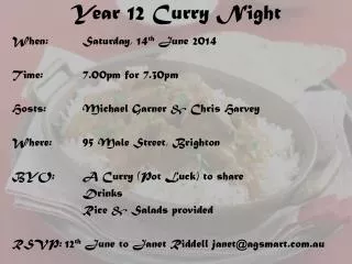 Year 12 Curry Night