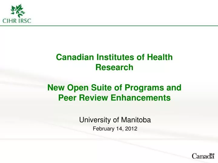 canadian institutes of health research new open suite of programs and peer review enhancements