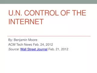 U.N. Control of the Internet
