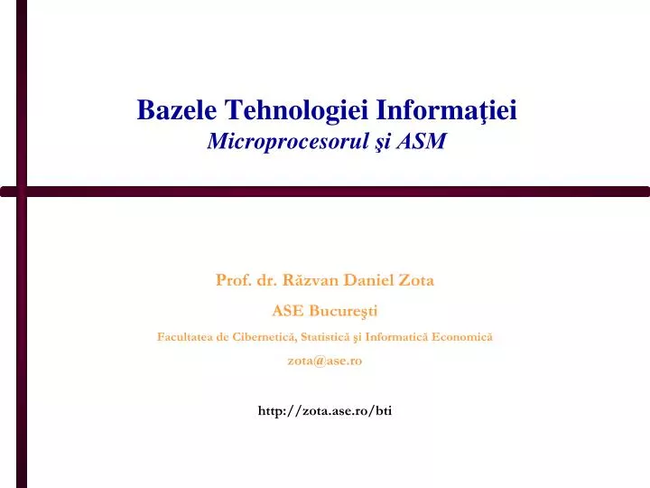 bazele tehnologiei informa i ei microprocesorul i asm