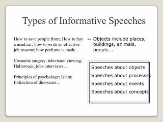 Types of Informative Speeches