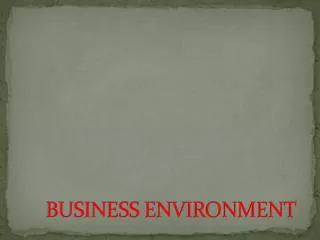 BUSINESS ENVIRONMENT