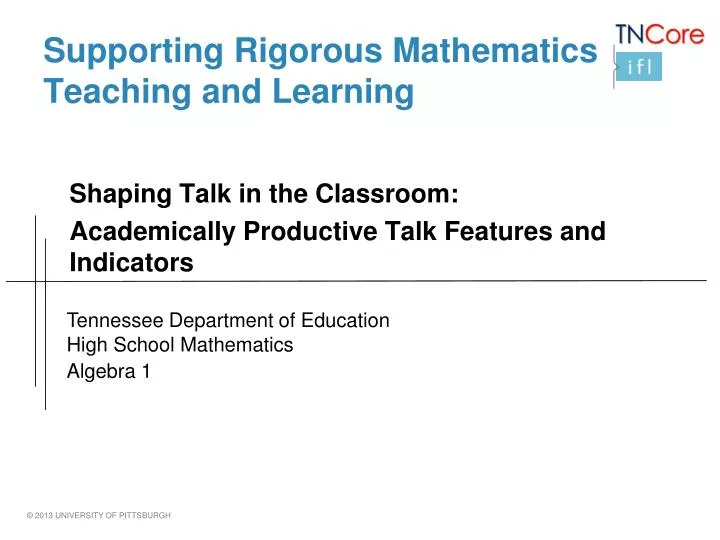 supporting rigorous mathematics teaching and learning