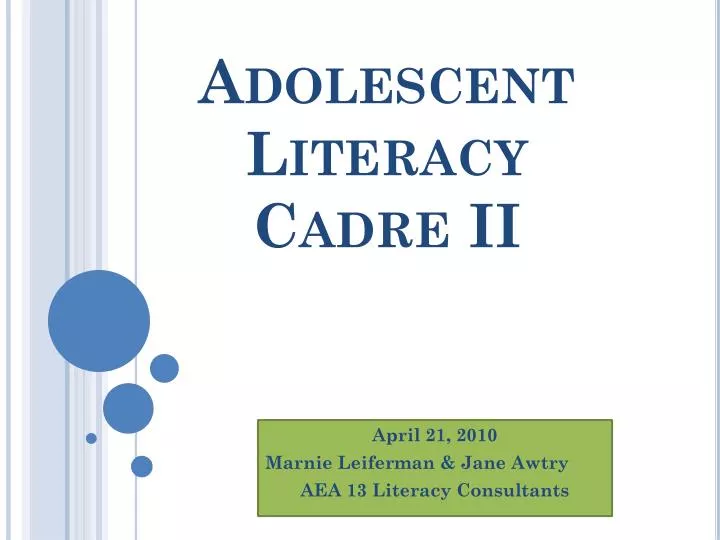 adolescent literacy cadre ii