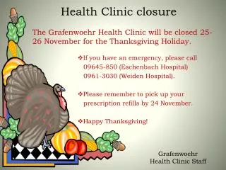 Health Clinic closure